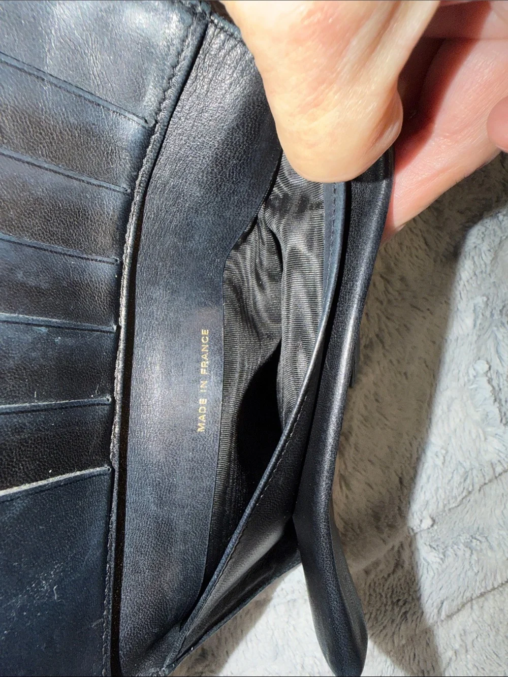 CHANEL Black Caviar Leather Wallet with Embossed CC